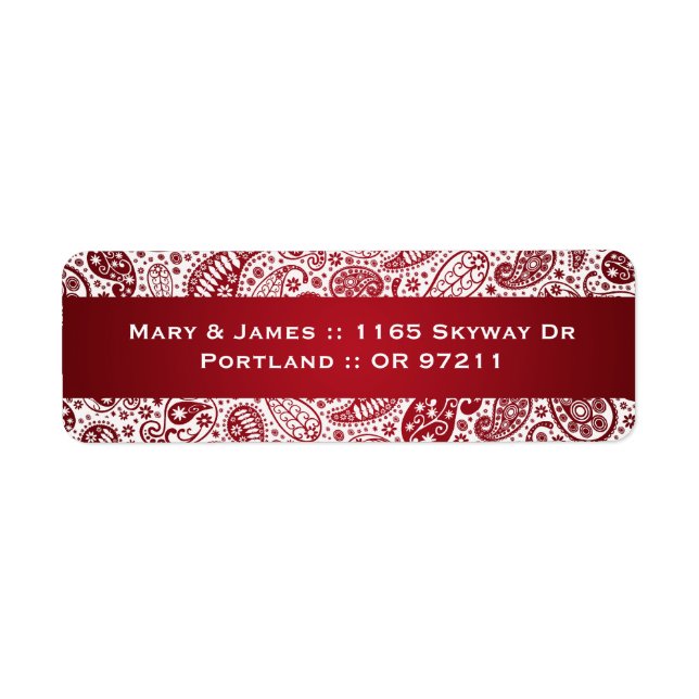 Élégante adresse de mariage Paisley Motif Rouge (Devant)