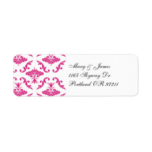 Élégante adresse de mariage rose Damask