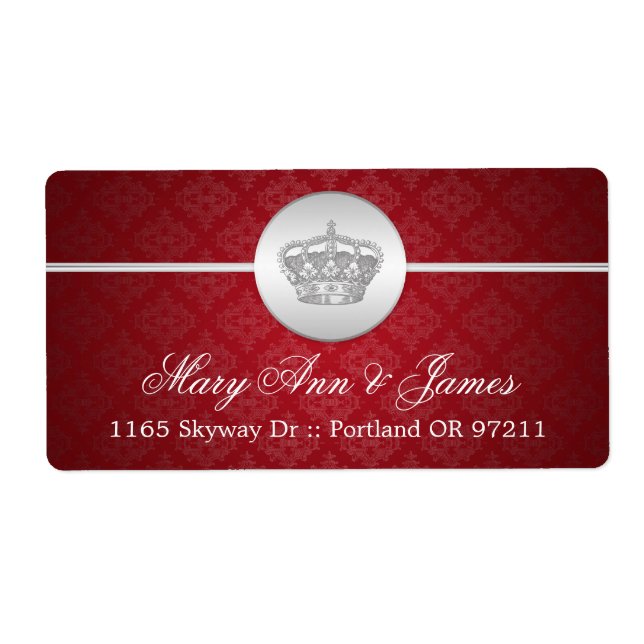 Élégante adresse de mariage Royal Crown Red (Devant)