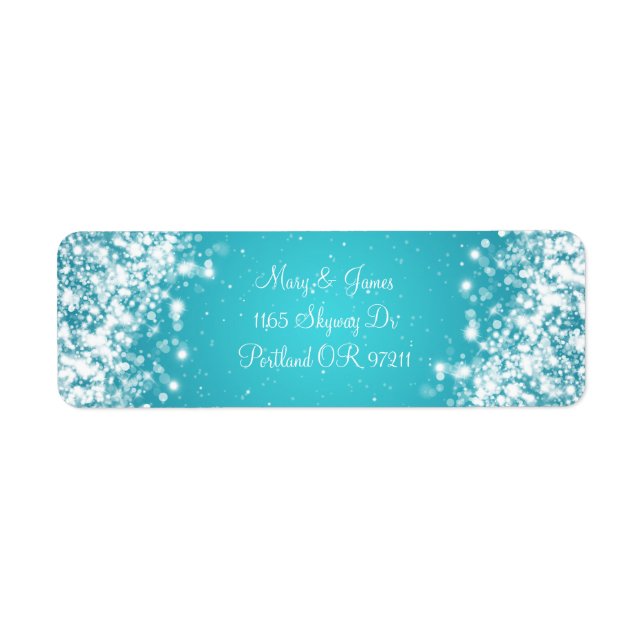 Élégante Adresse de mariage Sparkling Vague Bleu (Devant)