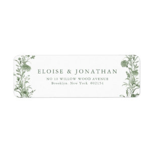 Élégante Adresse de Mariage Vert Sauge Vintage Cla