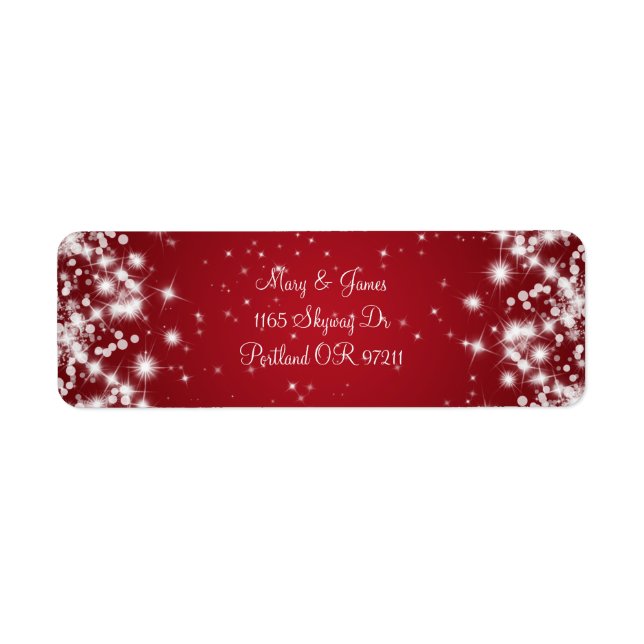 Élégante Adresse de mariage Winter Sparkle Red (Devant)