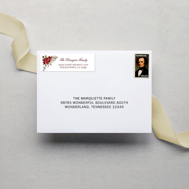 Élégante Adresse de Poinsettia de vacances (Créateur téléchargé)