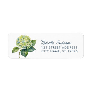 Élégante Adresse de Retour Aquarelle Hydrangea Ten