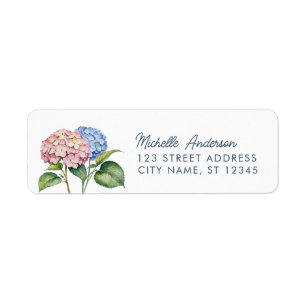 Élégante Adresse de Retour de Hydrangea Aquarelle