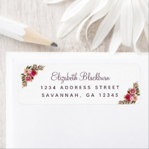 Élégante Adresse de Retour de Mariage Botanique Fl