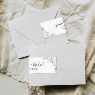 Élégante Adresse de Retour de Mariage Florale Bleu