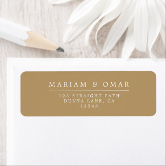 Élégante Adresse de Retour de Mariage Or Minimalis