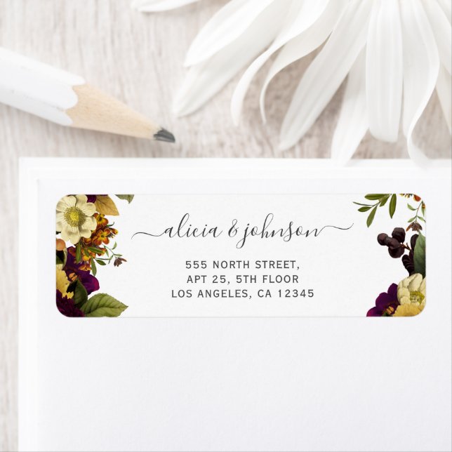 Élégante adresse de retour du mariage de automne f (En situation)