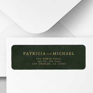 Élégante adresse de retour mariage or vert