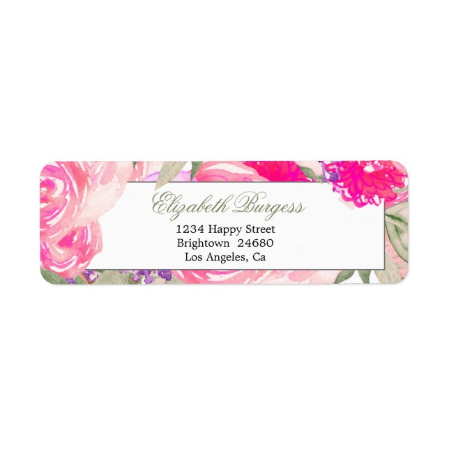 Élégante Adresse de retour personnelle rose (Devant)