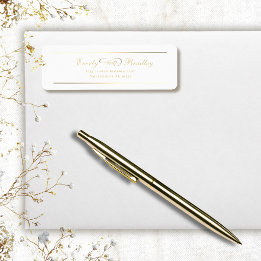 Élégante Adresse sur Fond Blanc avec Écriture Doré