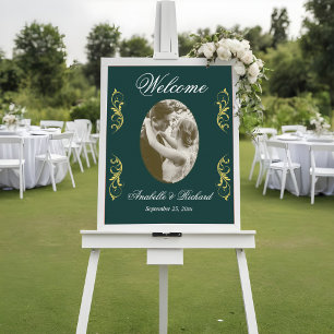 Élégante affiche d'Affiche de bienvenue de mariage