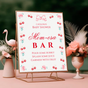 Élégante Affiche de Bar Mom-osa aux Fleurs de Ceri