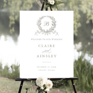 Élégante Affiche de bienvenue de couronne Vintage 