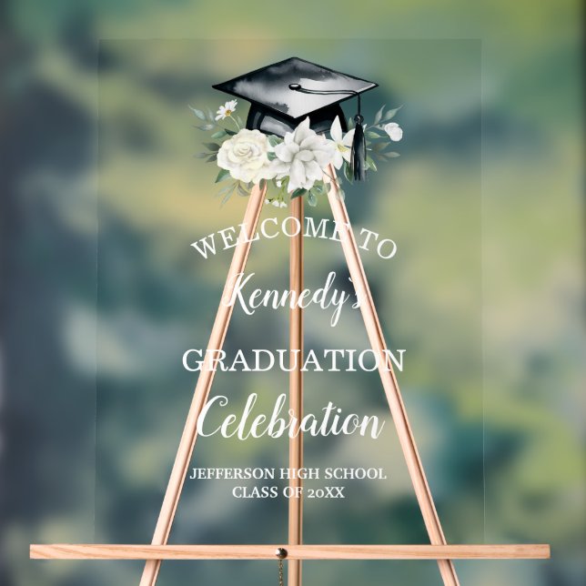 Élégante Affiche de bienvenue de diplôme acrylique (Neutre)