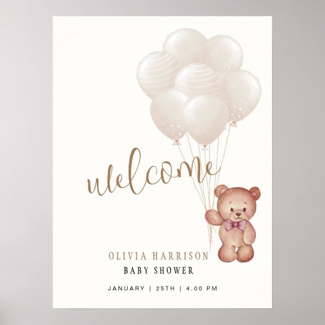 Elégante Affiche de bienvenue de l'Baby shower de  (Devant)