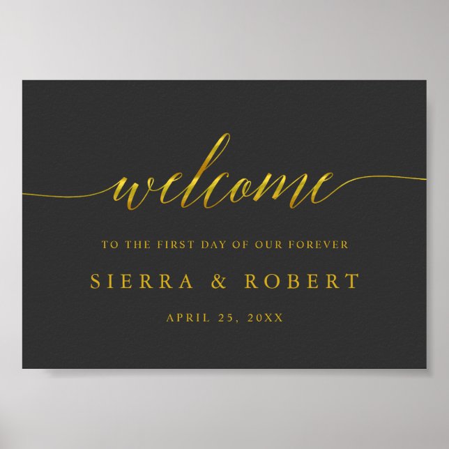 Elégante Affiche de bienvenue de mariage avec Faux (Devant)