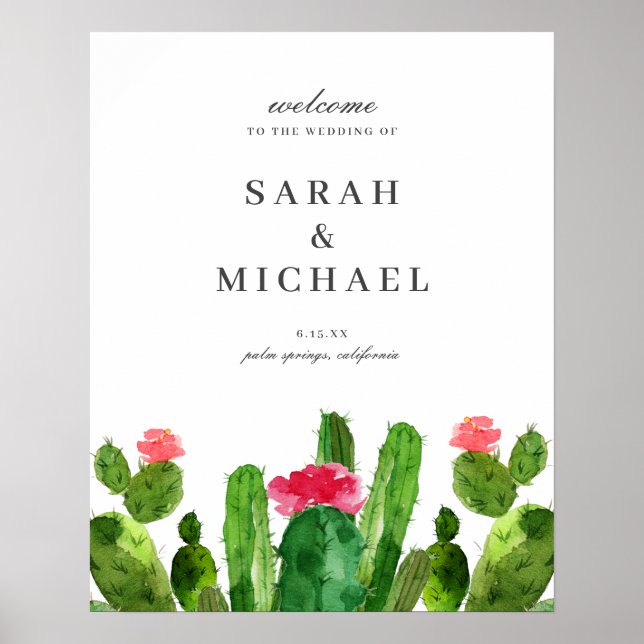 Elégante Affiche de bienvenue de mariage du jardin (Devant)