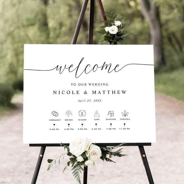 Élégante Affiche de bienvenue de mariage et chrono (Créateur téléchargé)