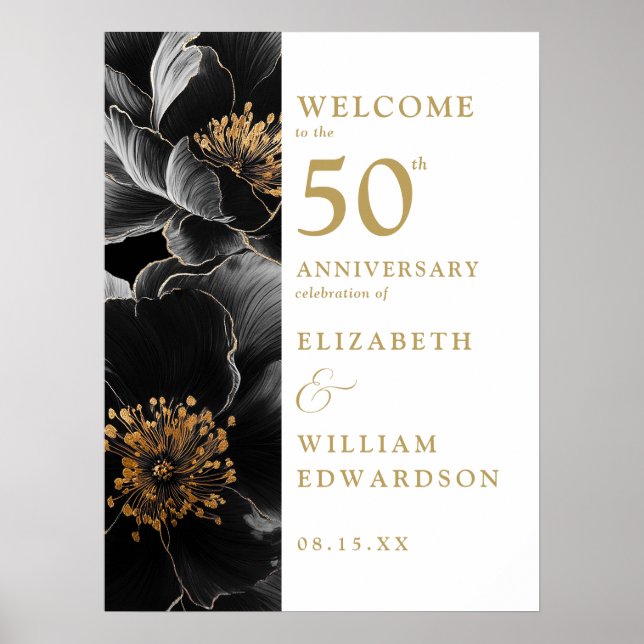 Élégante Affiche de bienvenue du 50e anniversaire  (Devant)