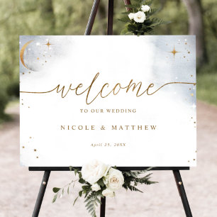Élégante Affiche de bienvenue Mariage céleste