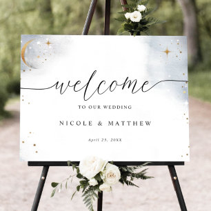 Élégante Affiche de bienvenue Mariage céleste