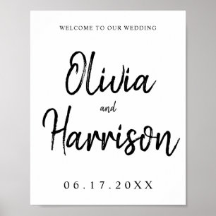 Élégante Affiche de bienvenue Mariage de script