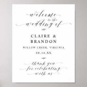 Élégante Affiche de bienvenue Mariage de script de