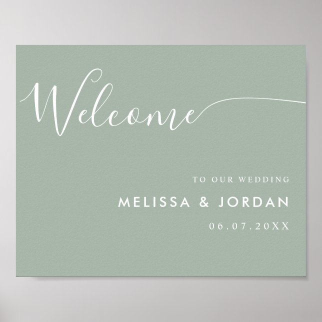 Élégante Affiche de bienvenue Mariage de script si (Devant)