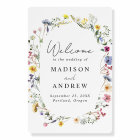 Élégante Affiche de bienvenue Mariage Fleur sauvag