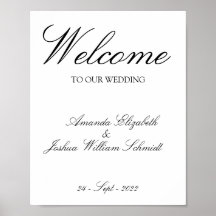 élégante Affiche de bienvenue Mariage moderne et s