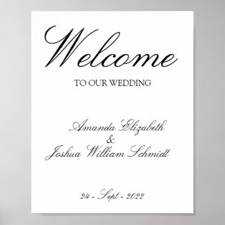 élégante Affiche de bienvenue Mariage moderne et s