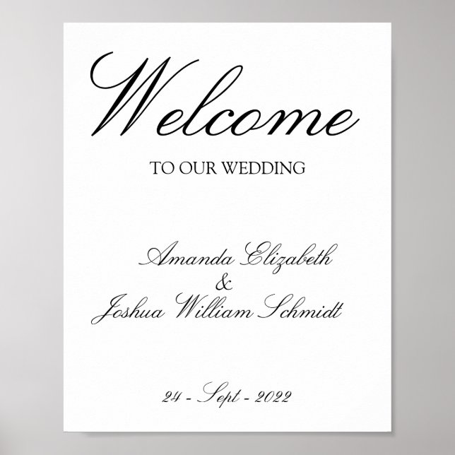élégante Affiche de bienvenue Mariage moderne et s (Devant)