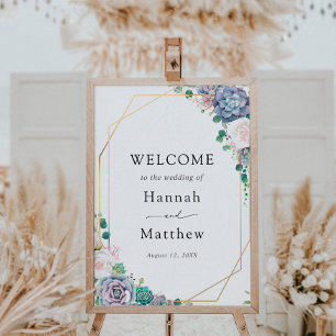 Élégante Affiche de bienvenue Mariage succulente