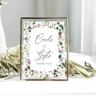 Élégante affiche de cartes et cadeaux floraux