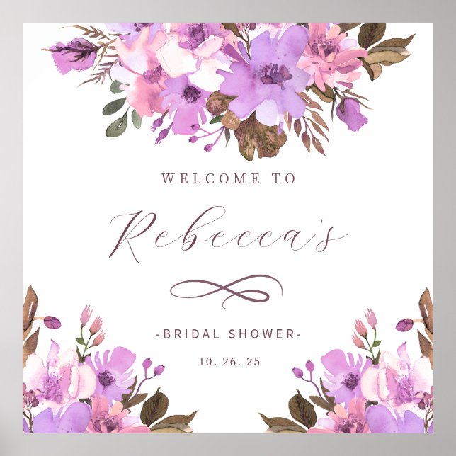 Elégante affiche de Fête des mariées florale (Devant)