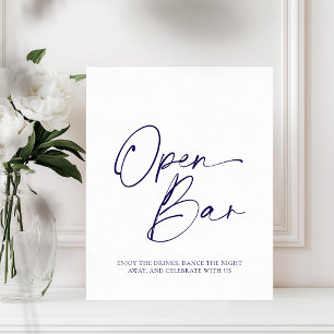 Élégante affiche papier "Open Bar" avec calligraph