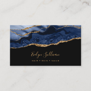 élégante agate bleue sur carte de visite noir