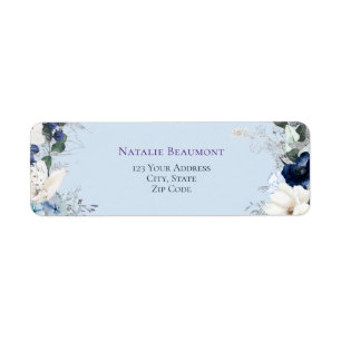 Elégante aquarelle bleu Dusty Floral