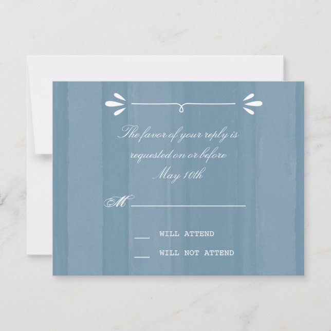Elégante aquarelle bleue RSVP (Devant)