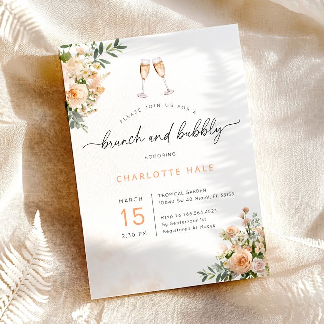 Elégante aquarelle Brunch et invitations Bubbly (Créateur téléchargé)