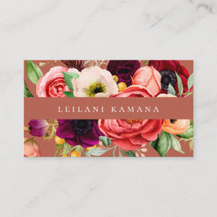 Elégante aquarelle Carte de visite floral foncé
