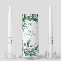 Elégante aquarelle Eucalyptus Mariage bougie