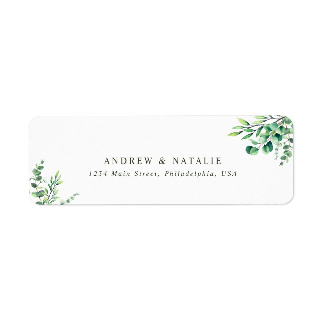Elégante aquarelle Eucalyptus Mariage vert (Devant)