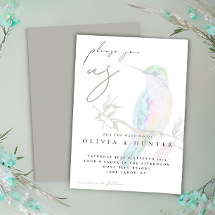 Elégante aquarelle Faire-part de mariage colibri