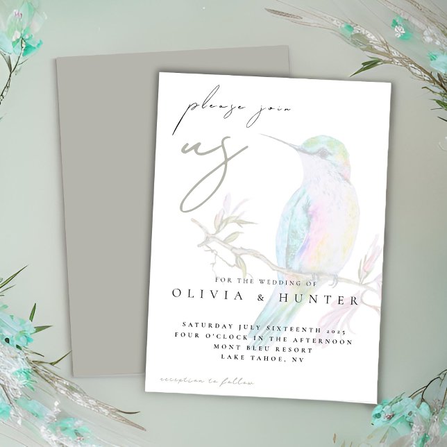 Elégante aquarelle Faire-part de mariage colibri (Créateur téléchargé)