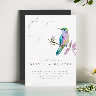 Elégante aquarelle Faire-part de mariage colibri