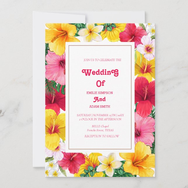 élégante aquarelle Faire-part de mariage FLORAL (Devant)