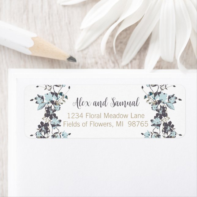 Elégante aquarelle Fleurs Bleues (En situation)